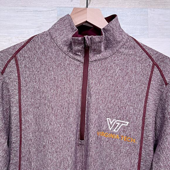 Virginia Tech Hokies 1/4 Zip Performance Pullover Red Antigua Mens Medium - Picture 2 of 8